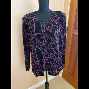 Xscape 2 PC Pink Glitter Velvet Top with Jacket
